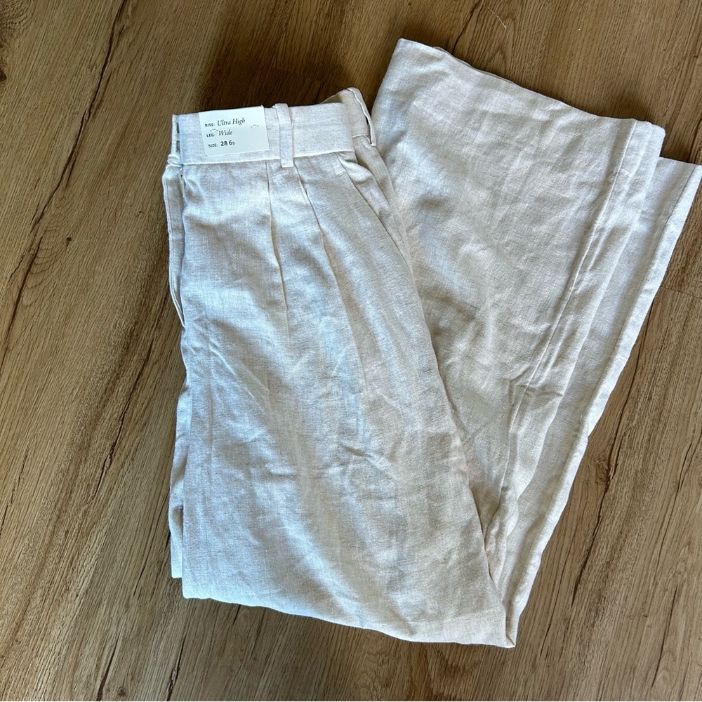 NWT Abercrombie & Fitch Ultra High Wide Leg Linen Pants Sz 28